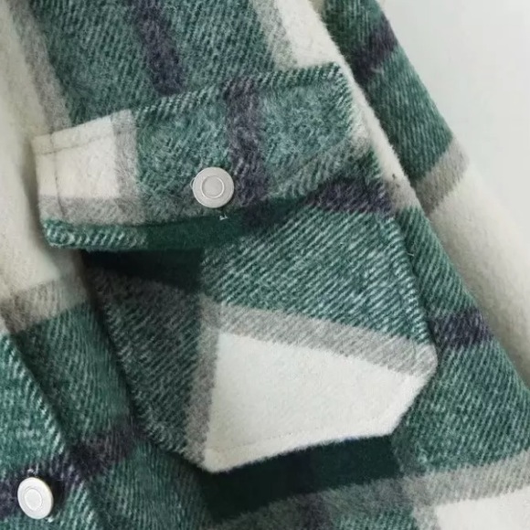 SOLD OUT Green Plaid Oversized Flannel Shacket Shirt Jacket - Picture 14 of 14
